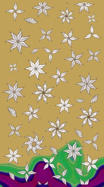 Raster illüstrasyonu. Sarı renklerde. Çiçekli güzel suluboya desen.