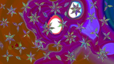 Çizgi çizimi kalıbı. Raster Moda kumaş deseni. Şirin çiçekler..