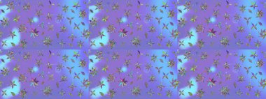 Düz Çiçek Elementleri Tasarımı. Renkli Bahar Teması eskiz kalıbı. Raster illüstrasyonundaki çiçek desenli çizim. Süslü kumaş deseni.