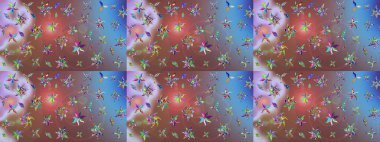 Düz Çiçek Elementleri Tasarımı. Kahverengi renkli çiçekler. Renkli Bahar Teması eskiz kalıbı. Güzel çiçek deseni..