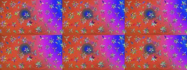 Renkli Yaz Temalı eskiz kalıbı. Pembe renkli çiçekler. Düz Çiçek Elementleri Tasarımı. Raster illüstrasyonunda çiçek deseni çizimi.