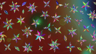 Kahverengi renkli çiçekler. Raster illüstrasyonunda çiçek deseni çizimi.