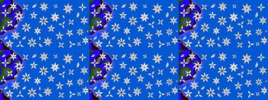 Raster illüstrasyonundaki çiçek desenli çizim. Güzel kumaş deseni. Renkli Bahar Teması eskiz kalıbı. Düz Çiçek Elementleri Tasarımı.