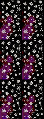 Çiçekli karalama şeklinde Raster çiçek deseni. Siyah renkli çiçekler. Yumuşak, yaz çiçekli arka plan.