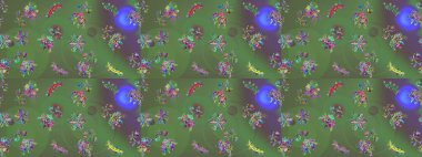 Güzel soyut kar tanesi raster tasarımı. Düz kar karalama ikonları, kar taneleri yeşil renkli siluet, menekşe ve gri renkler yılbaşı afişi, kartlar. Yeni yıl kar tanesi.