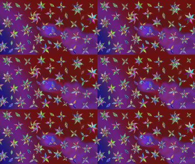 Çiçekli karalama şeklinde Raster çiçek deseni. Kibarca, kırmızı renkte yaz çiçekleri. Raster illüstrasyonu.