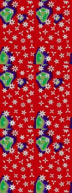 Raster illüstrasyonundaki çiçek desenli çizim. Kırmızı renkte çiçekler.