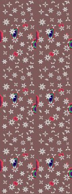 Düz Çiçek Elementleri Tasarımı. Kahverengi renkli çiçekler. Raster illüstrasyonundaki çiçek desenli çizim. Renkli Bahar Teması çizim şablonu.