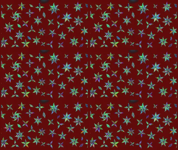 Küçük çiçekteki sevimli çiçek deseni. Robot resim. Raster illüstrasyonu.