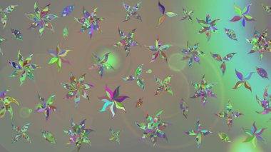 Asya tekstil tarzında. Gri ve bej renkli çiçekler. Raster illüstrasyonu. Raster illüstrasyonu. Çiçek desenini çiz.