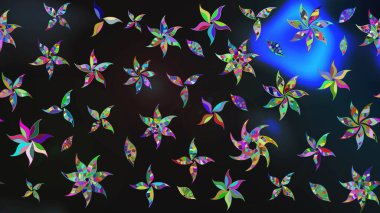 Raster deseni. Raster illüstrasyonu. Soyut çiçek çizim kalıbı arka planı. Küçük çiçekteki sevimli çiçek deseni. Gri ve mavi renklerde.