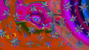 Renkli Bahar Teması eskiz kalıbı. Çocuk stili. Çiçekli eskiz arkaplanı. Düz Çiçek Elementleri Tasarımı.