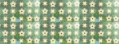 Raster illüstrasyonu. Yeşil ve nötr renklerde. Çiçek buketleriyle klasik tarzda eskiz deseni.