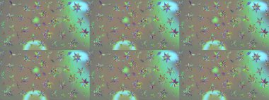 Çiçekli karalama şeklinde Raster çiçek deseni. Gri ve bej renkli çiçekler. Nazik, narin çiçek arkaplanı.