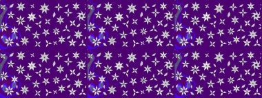 Mor ve nötr renklerde çiçekler. Çiçek desenli çizim. Raster illüstrasyonu. Renkli Bahar Teması eskiz kalıbı. Düz Çiçek Elementleri Tasarımı. Asya tekstil tarzında.