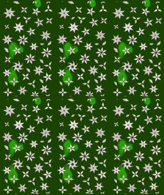 Raster illüstrasyonu. Çiçek desenli çizim. Asya tekstil tarzında. Raster illüstrasyonu. Yeşil renkte çiçekler.