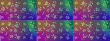 Mor ve mor renklerde. Güzel kumaş deseni. Raster illüstrasyonu. Raster illüstrasyonunda çiçek deseni çizimi.