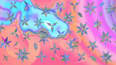 Çiçek çelengi. Kıvırcık, parlak örgü. Raster illüstrasyonu. Güzel, parlak, pürüzsüz kumaş, tuval. Desen, çizim, çiçek sınırı. Klasik eski arkaplan.