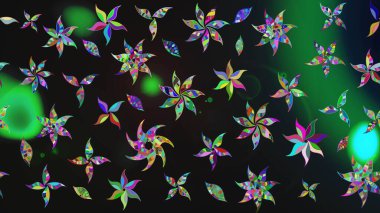 El çizimi çiçekli soyut çizim kalıbı. Gri ve yeşil renkli çiçekler. Raster illüstrasyonu.