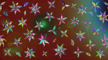 Klasik taslak çizimi. Raster Yumuşak kumaş deseni. Raster çiçek izi. Çiçek kahverengi ve kırmızı çizim deseni.