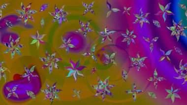 Eski moda arka plan. Raster illüstrasyonu. Desen, çizim, çiçek sınırı. Kıvırcık, parlak örgü. Güzel, parlak, pürüzsüz kumaş, tuval. Çiçeklerin çelengi.