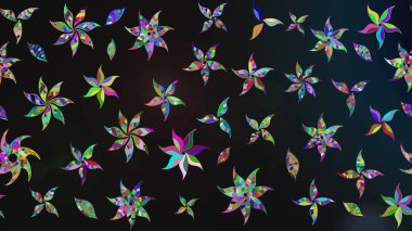 Yaz çiçekleri teması. Suluboya resim taklit Raster çizimi. El çizimi, soyut ve süslü elementler. Klasik çiçekler. Gri ve mavi renkler.