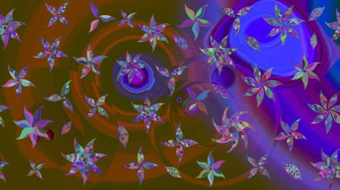 Kahverengi ve mor renkli çiçekler. Küçük çiçekte sevimli çiçek deseni var..