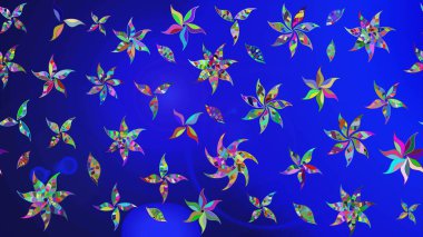 Çizim kalıbı. Raster illüstrasyonu. Çiçek duvar kağıdı. Mavi ve yeşil renklerde. Hint süsü. Renkli süs kenarı.