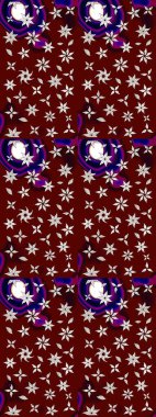 Çiçek desenli eskiz. Kırmızı ve kahverengi renkte çiçekler. Tişört baskısı için çiçek boyama rasteriName.