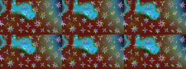 Kahverengi ve yeşil çiçekli eskiz deseni, suluboya çiçek deseni, sevimli çiçek, duvar kağıdı, kart veya kumaş için fayanslı. Raster - stok.