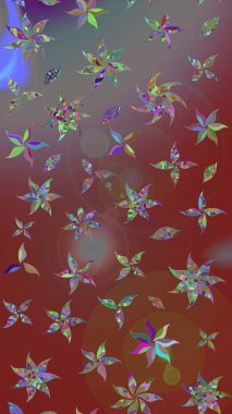 Raster deseni. Raster illüstrasyonu. Nazik, yaz çiçekleri kahverengi ve gri renklerde. Küçük çiçekte sevimli çiçek deseni var..