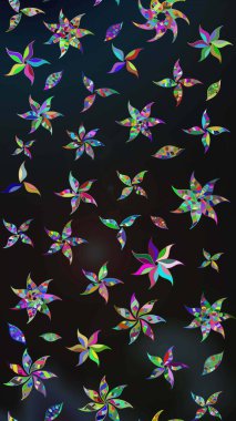 Gri ve mavi renkli etnik çiçekli zarif eskiz deseni. Asya Tekstil 'inde Raster Çiçek İllüstrasyonu.