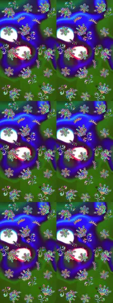 Çiçekli karalama şeklinde Raster çiçek deseni. Nazikçe, güzel çiçek arkaplanı. Yeşil ve mavi renkte çiçekler.