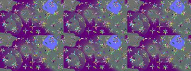 Raster illüstrasyonundaki çiçek desenli çizim. Suluboya tarzında mor ve nötr renkte çiçekler.