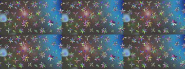 Suluboya çizim kalıbı. Çiçek izi. Suluboya tarzında mavi ve gri renkte çiçekler.