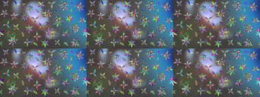 Soyut etnik raster çizim kalıbı. Vadinin mavi ve gri renkli çiçekleri. Çiçekler..