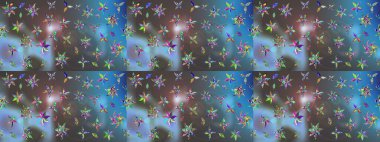 Raster düz çiçek çizim deseni. Mavi ve gri renkte çiçekler. Tasarım hediye paketi, tebrik kartları, posterler ve afiş tasarımı.