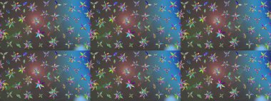 Çizim çiçek deseni duvar kâğıdı olarak kullanılabilir. Gri ve mavi renkte çiçekler. Raster illüstrasyonu.