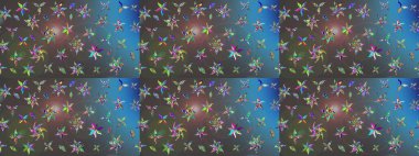 Raster düz çiçek çizim deseni. Hediye ambalaj kağıdı, tebrik kartları, posterler ve pankart tasarımı. Gri ve mavi renkte çiçekler.