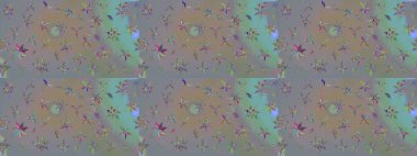 Gri ve bej renkli çiçekler. Çiçek desenli çizim. Raster illüstrasyonu. Asya tekstil tarzında. Raster illüstrasyonu.