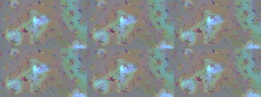 Gri ve nötr renklere karalamalar çizilmiş çiçek deseni. Raster illüstrasyonu.