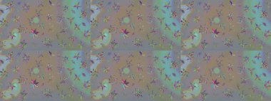 Raster güzel kumaş deseni çiziyor. Düz Çiçek Elementleri Tasarımı. Renkli Bahar Teması eskiz kalıbı. Çiçek deseni.