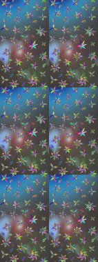 Raster çiçek desenli çiçek deseni, yapraklar, dekoratif elementler, sıçrama, lekeler, el çizimi kontur çizgileri ve Doodle çizim stili, grafik raster çizim çizimi.