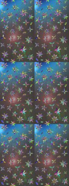 Eskiz arkaplan modeli. Vadinin çiçekleri gri ve mavi renklerde. Suluboya, elle çizilmiş. Raster - stok.