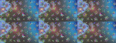 Çiçek ve yapraklı çiçek deseni. Küçük çiçekli şirin bir desen. Raster illüstrasyonu.