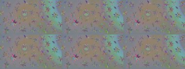 Çiçekli yaz çiçekleri. Küçük çiçekte güzel bir desen. Küçük renkli çiçekler. Moda baskıları için zarif bir şablon. Motley illüstrasyonu. Çizim.