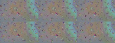 Raster illüstrasyonundaki çiçek desenli çizim. Gri ve bej renkli çiçekler. Renkli Bahar Teması eskiz kalıbı. Düz Çiçek Elementleri Tasarımı.