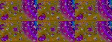 Desen, çizim, çiçek sınırı. Çiçek çelengi. Güzel, parlak, pürüzsüz kumaş, tuval. Kıvırcık, parlak örgü. Eski moda arka plan. Raster illüstrasyonu.