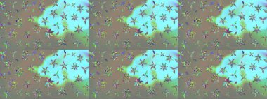 Çiçekli ipek eşarp. El çizimi çiçek unsurları olan soyut çizim raster deseni. 1950-1960 motifleri. Retro tekstil tasarım koleksiyonu. Gri ve mavi üzerine gri ve mavi.