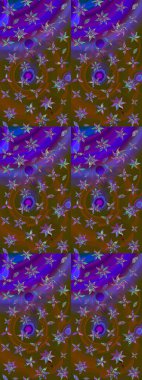 Retro tekstil tasarım koleksiyonu. El çizimi çiçek unsurları olan soyut çizim raster deseni. Kahverengi ve mor kahverengi ve mor. Çiçekli ipek eşarp. 1950 'ler-1960' lar motifleri.